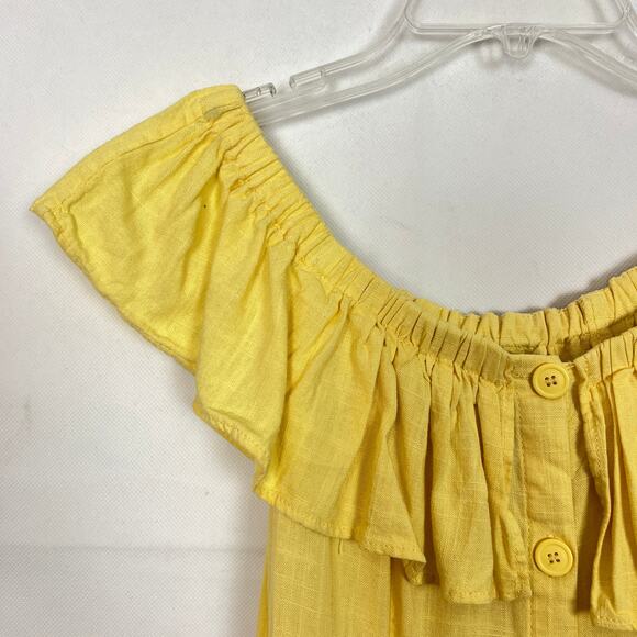 Forever 21 Linen Blend Off-Shoulder Button Down Dress - Picture 3 of 13